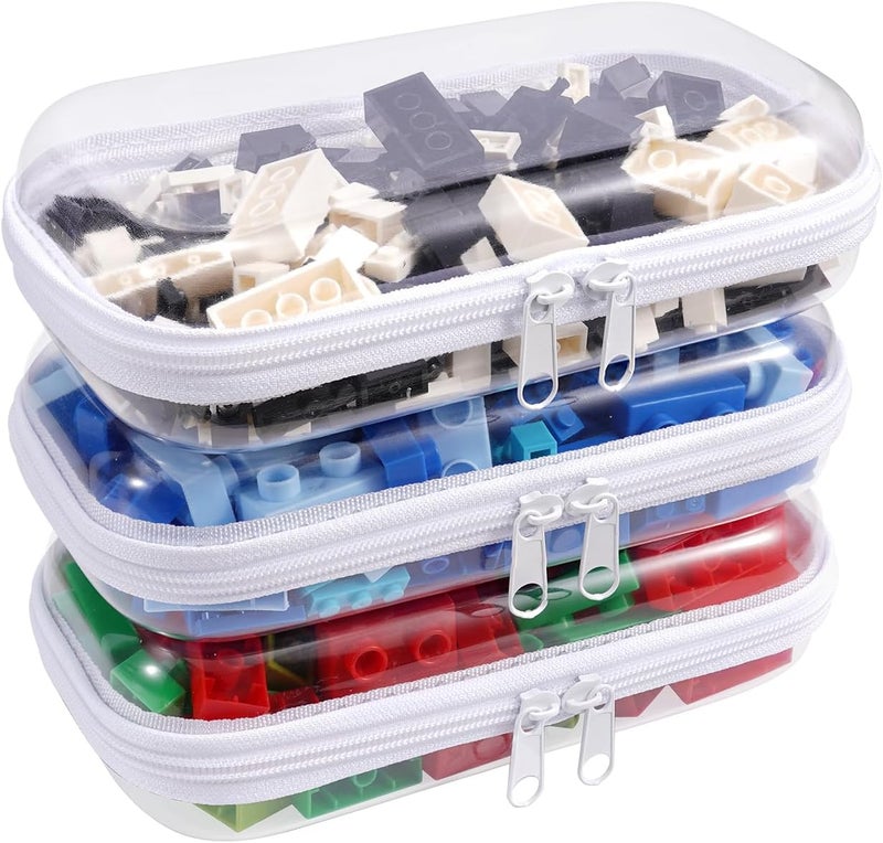 honitty Clear Hard Shell Zipper Case,3PCS Transparent Clear Zipper Pouches,Hard Side Plastic Case Set,Portable Travel Storage Organizer Bins - Image 1